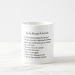 Caneca De Café FUNNY 10 Principais Motivos Para Comer Bolo Person
