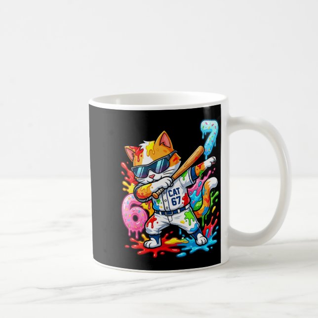 Caneca De Café Funny 67 Baseball Dabbing Cat 6 7 Dripng Ice Cream (Direita)