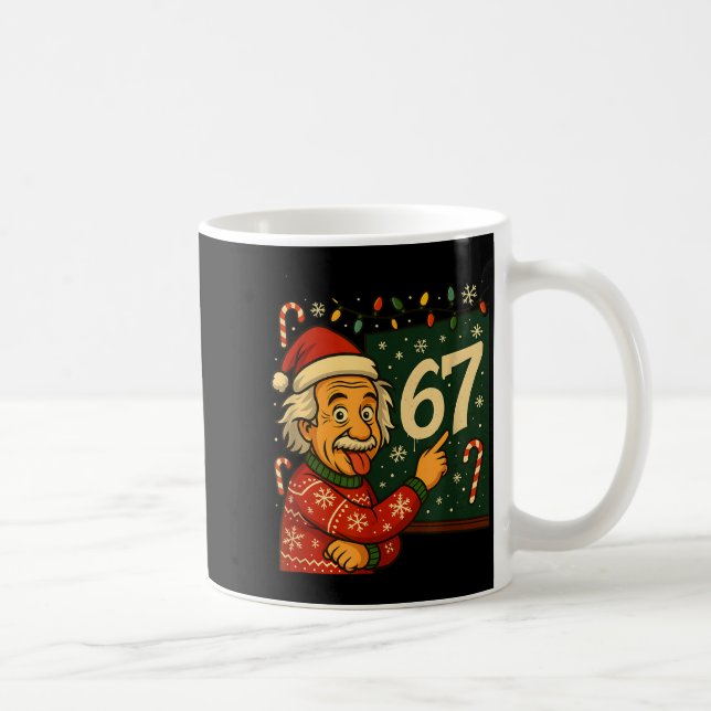 Caneca De Café Funny 67 Christmas Sweater Design With Snowflakes  (Direita)