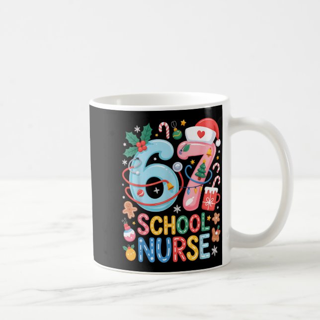 Caneca De Café Funny 67 School Nurse Christmas Xmas Meme Holiday  (Direita)