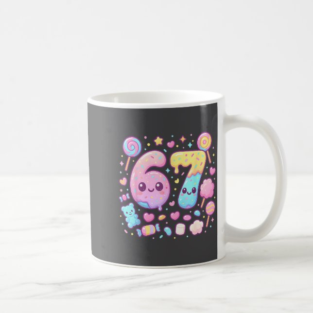 Caneca De Café Funny 67 Six Seven Candy 6 7 Meme Gen Alpha Kawaii (Direita)