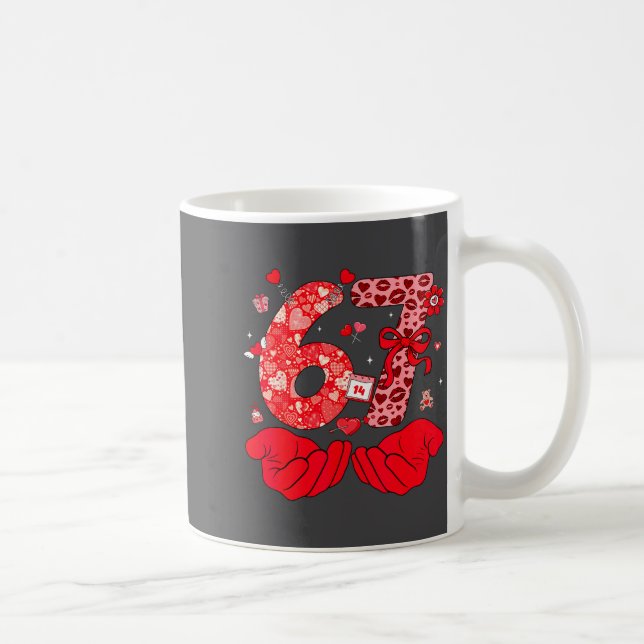 Caneca De Café Funny 6 7 Hands Meme Cute Valentine's Day Six Seve (Direita)