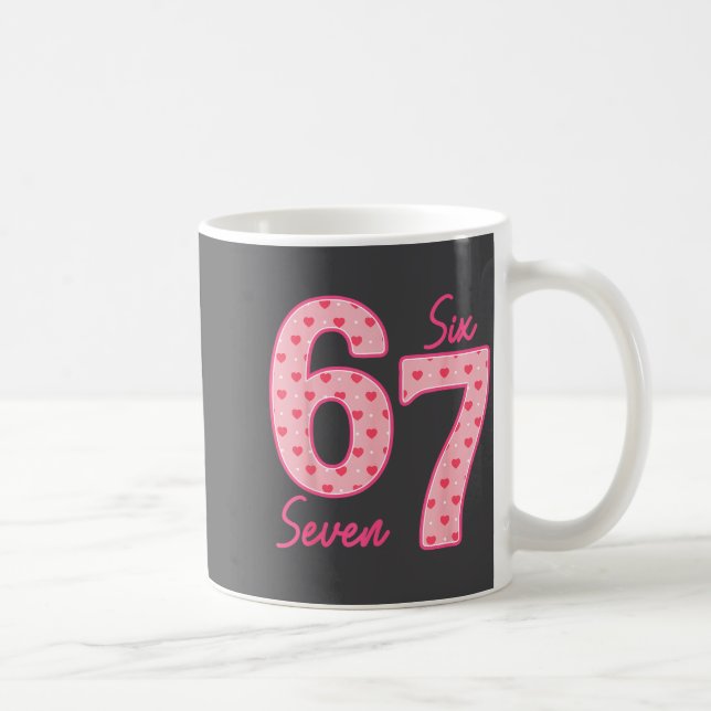 Caneca De Café Funny 6 7 Meme Heart Gen Alpha Six Seven 67 Valent (Direita)
