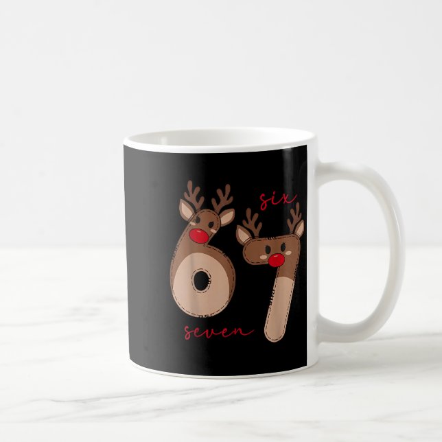 Caneca De Café Funny 6 7 Six Seven Meme Christmas Reindeer Gen Al (Direita)
