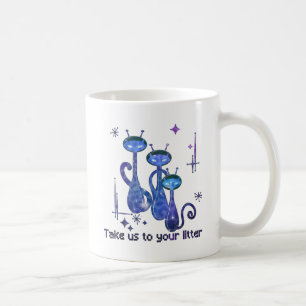 Caneca De Café Funny Alien Cats   Take Us To Your Litter