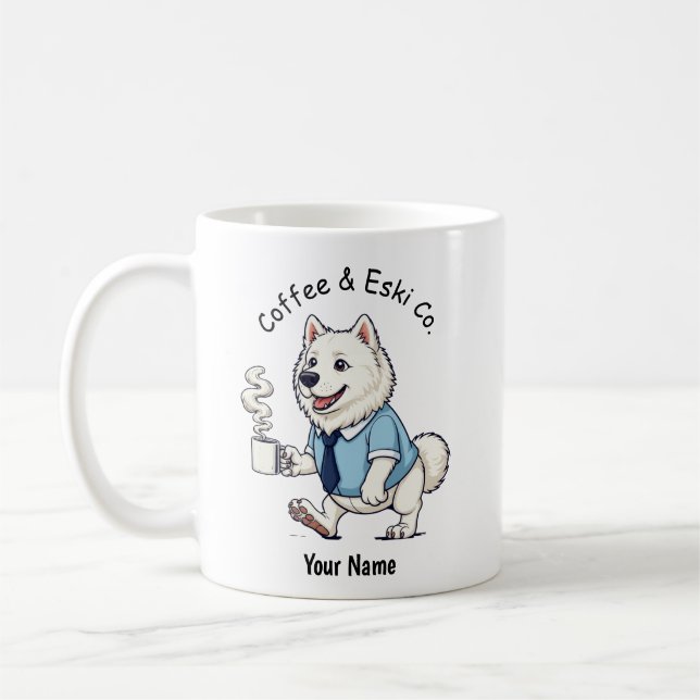 Caneca De Café Funny  American Eskimo Dog Business Suit Coffee  (Esquerda)