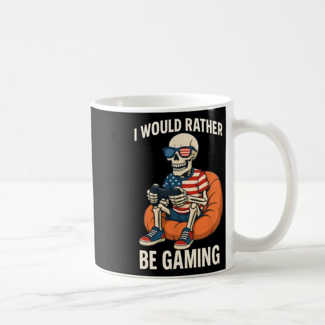 Caneca De Café Funny American Flag Cool Skeleton Gamer Video Gami (Direita)