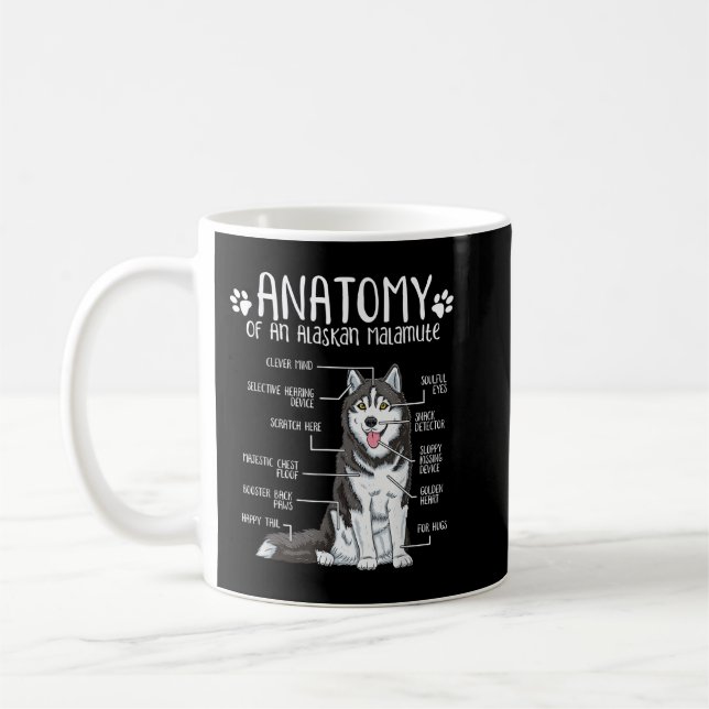 Caneca De Café Funny Anatomy Alaskan Malamute Dog Lover  (Esquerda)
