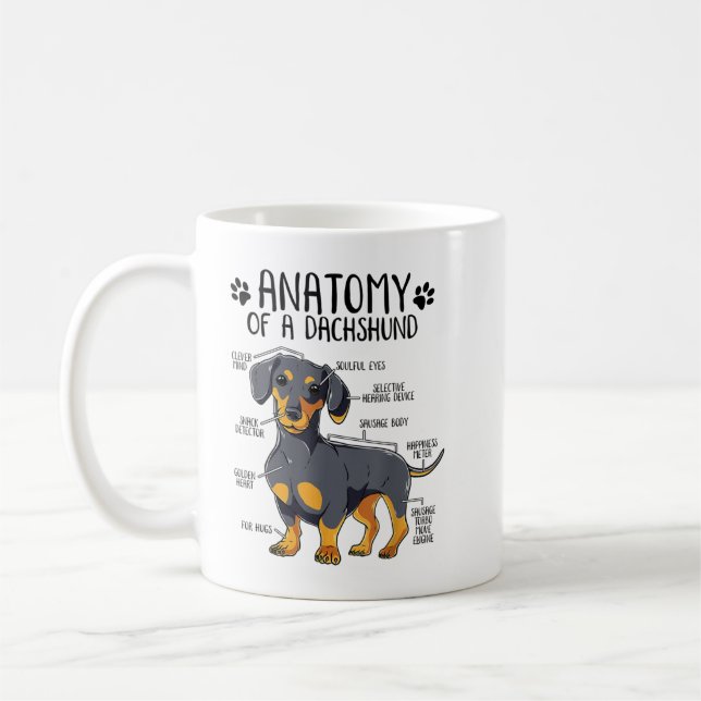 Caneca De Café Funny Anatomy Dachshund Wiener Dog Cute Doxie Love (Esquerda)