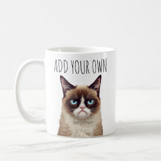 Caneca De Café Funny Angry Cat – Add Your Own Text 