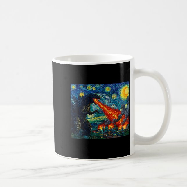 Caneca De Café Funny Art Japanese Monster Kaiju In Van Gogh Starr (Direita)