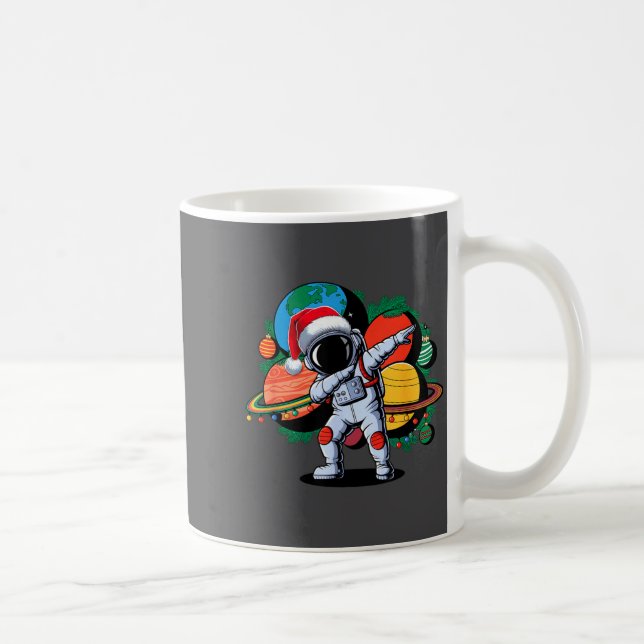 Caneca De Café Funny Astronaut Christmas Space Planets Santa Hat  (Direita)