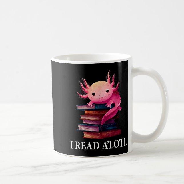 Caneca De Café Funny Axolotl Book Lover Librarian Reading Library (Direita)