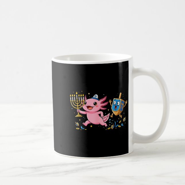 Caneca De Café Funny Axolotl Dreidel Menorah Hanukkah Kids Womens (Direita)