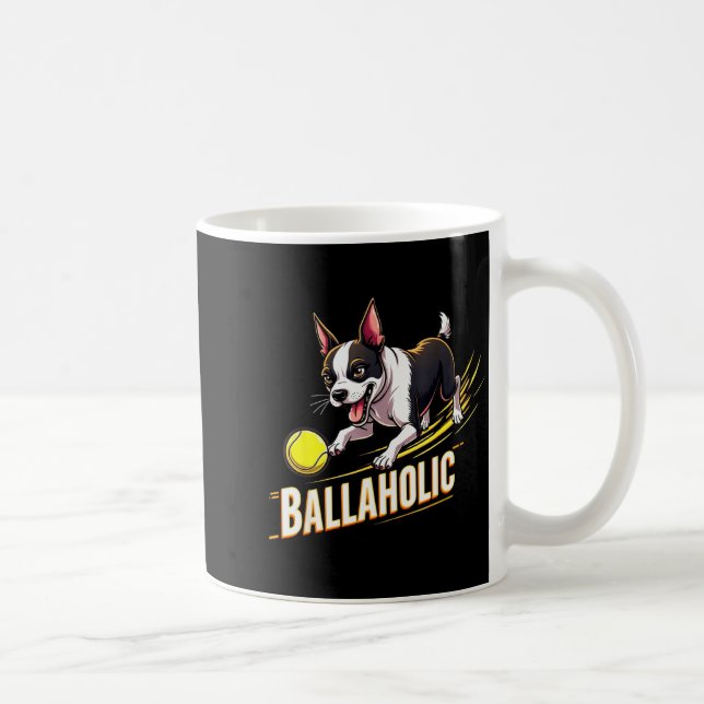 Caneca De Café Funny Ballaholic Boston Terrier Dog Chasing Bostie (Direita)
