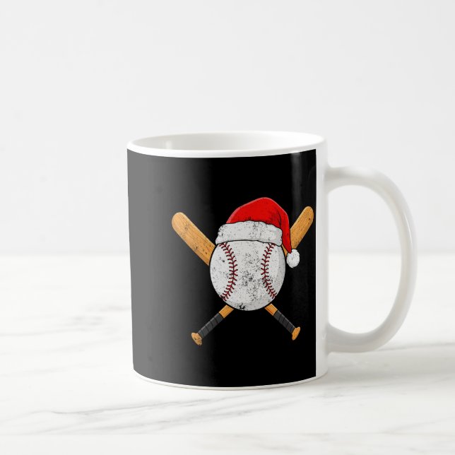 Caneca De Café Funny Baseball Ball Santa Hat Xmas Pajamas Players (Direita)