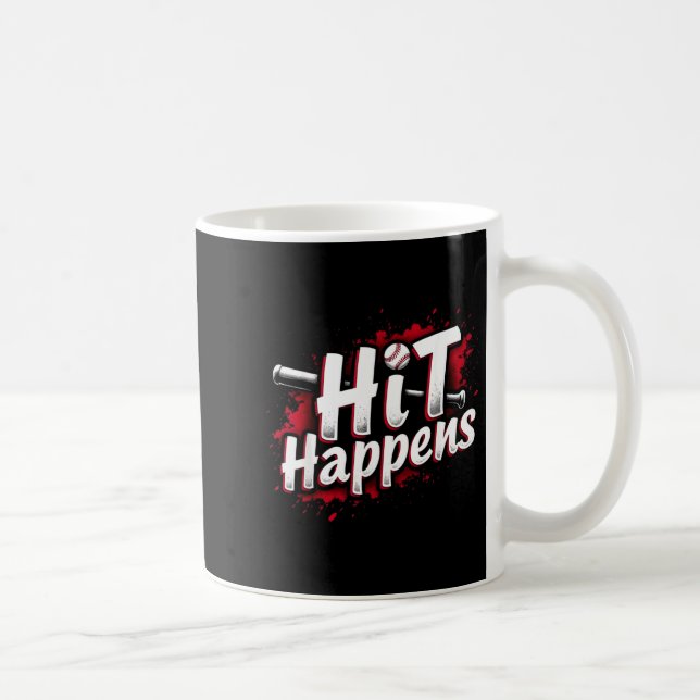 Caneca De Café Funny Baseball Quote Gift Hit Happens  (Direita)