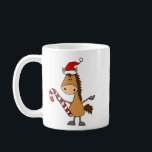 Caneca De Café Funny Bay Horse in Santa Hat Christmas<br><div class="desc">Cool fun cute bay horse wearing Santa hat and holding candy cane Christmas cartoon is popular with horse lovers and animal lovers during Christmas holidays.</div>