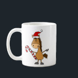 Caneca De Café Funny Bay Horse in Santa Hat Christmas<br><div class="desc">Cool fun cute bay horse wearing Santa hat and holding candy cane Christmas cartoon is popular with horse lovers and animal lovers during Christmas holidays.</div>