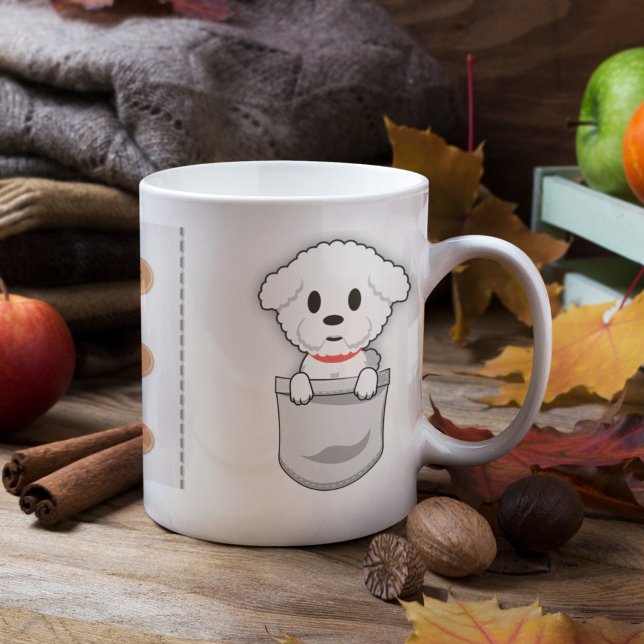 Caneca De Café Funny Bichon Frisé Pocket Design Cão Pocket Pocket (Criador carregado)