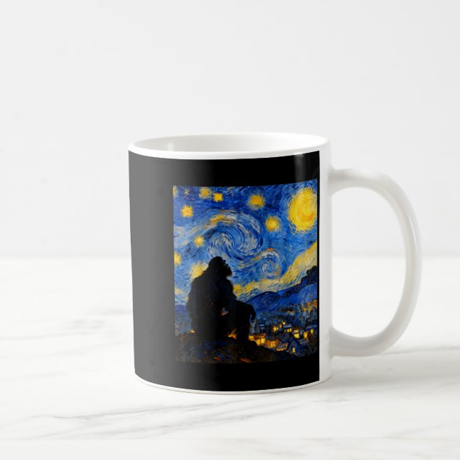Caneca De Café Funny Bigfoot Graphic Van Gogh Style Sasquatch Sta (Direita)