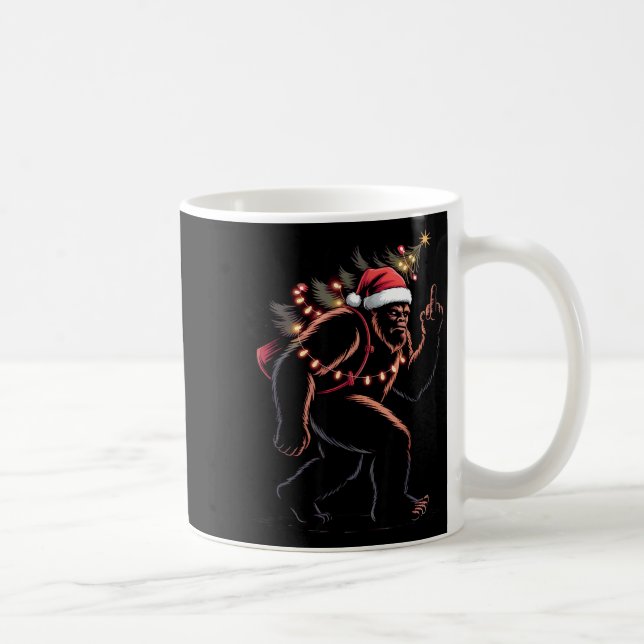 Caneca De Café Funny Bigfoot Middle Finger Christmas Sasquatch An (Direita)