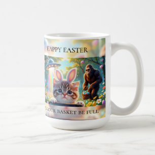 Caneca De Café Funny Bigfoot OVNI Páscoa Selfie de Gatinho Fofo