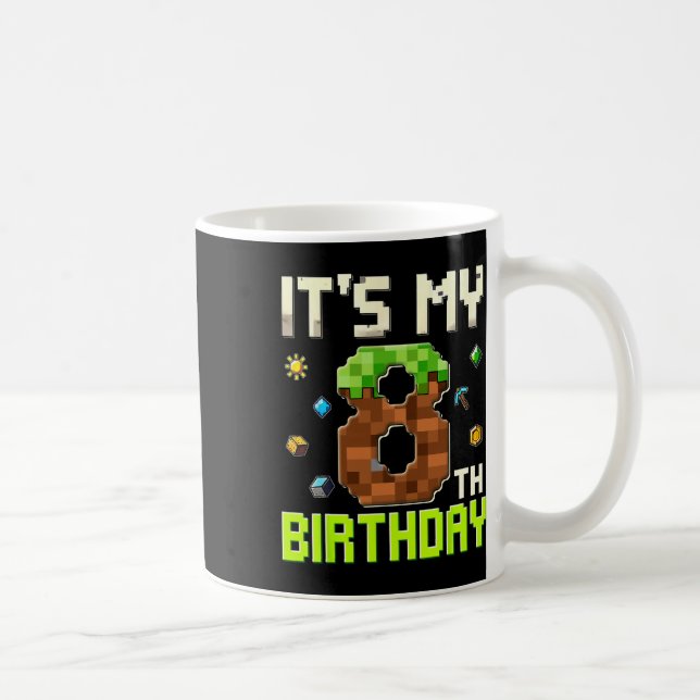 Caneca De Café Funny Birthday Boy It's My 8th Birthday Gamer Pixe (Direita)