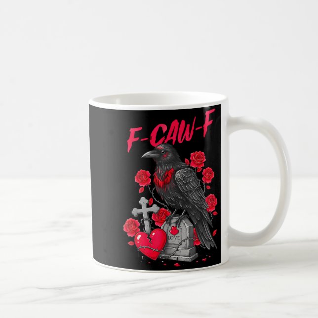 Caneca De Café Funny Black Bird F-caw-f Anti Valentines Day Singl (Direita)