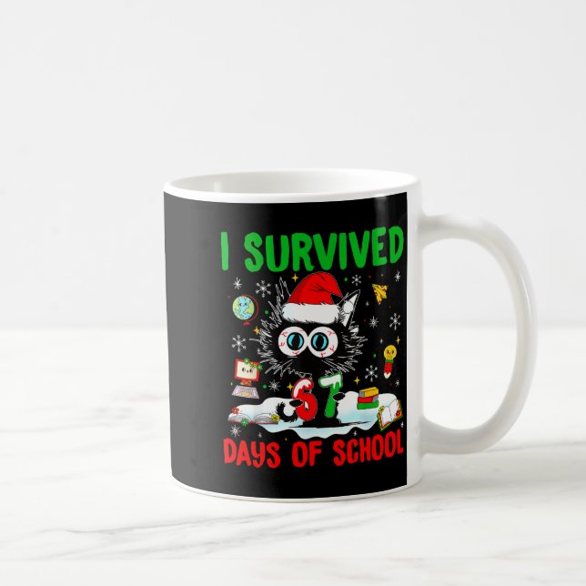 Caneca De Café Funny Black Cat Christmas I Survived 67 Days Of Sc (Direita)