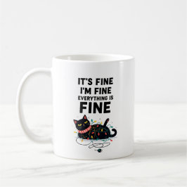 Caneca De Café Funny Black Cat Christmas Lights Mug