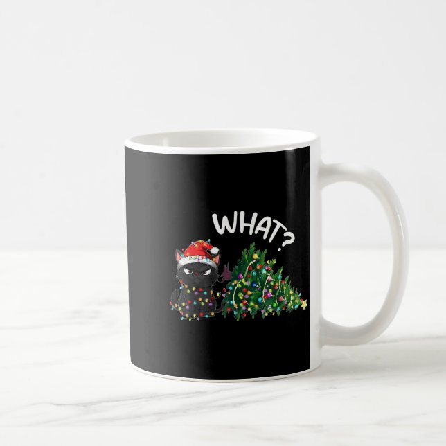 Caneca De Café Funny Black Cat Christmas Tree Merry Xmas Humor Ca (Direita)