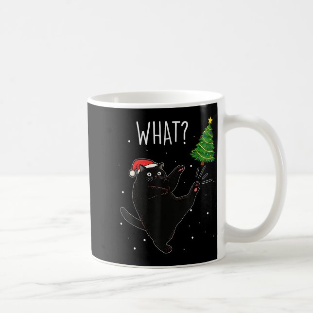 Caneca De Café Funny Black Cat What_ Christmas Tree Meme Xmas Men (Direita)