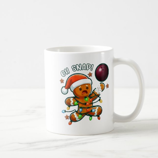 Caneca De Café Funny Bowling Gingerbread Cookie Lights Oh Snap Gi (Direita)