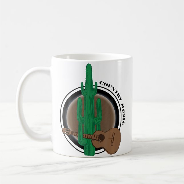 Caneca De Café Funny Cactus With Guitar Playing Country Music (Esquerda)