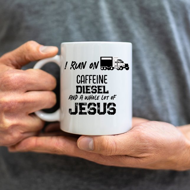 Caneca De Café FUNNY Caffeine Diesel E Jesus Grunge Trucker (Criador carregado)