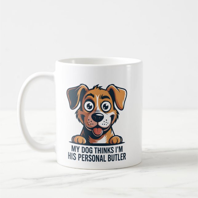 Caneca De Café Funny Cartoon Dog Butler Quote (Esquerda)