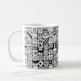 Caneca De Café Funny Cartoon Faces Squares
