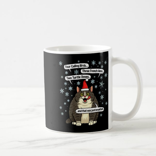 Caneca De Café Funny Cat Christmas Carol Meme Merch Santa Hat Kit (Direita)