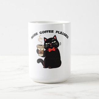 Caneca De Café Funny Cat Coffee Design– “More Coffee please” 