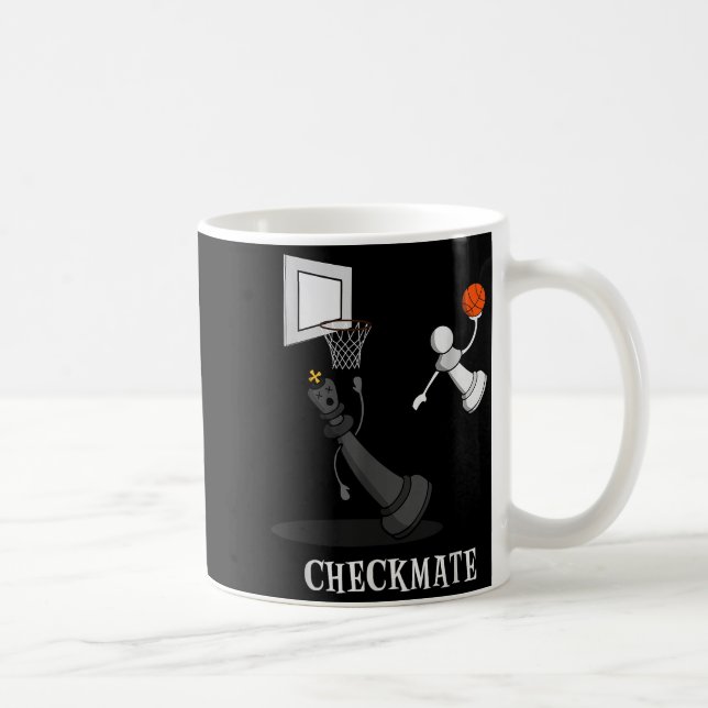 Caneca De Café Funny Checkmate Chess Basketball Game Board King P (Direita)