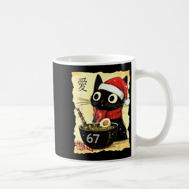 Caneca De Café Funny Christmas 67 Six Seven Cat Ramen Japanese Ka (Direita)