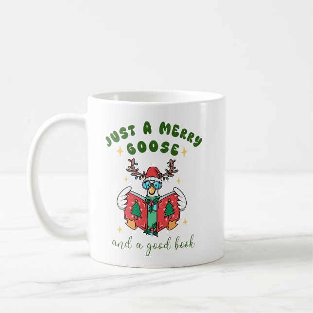 Caneca De Café Funny Christmas Book Lover Just a Merry Goose (Esquerda)