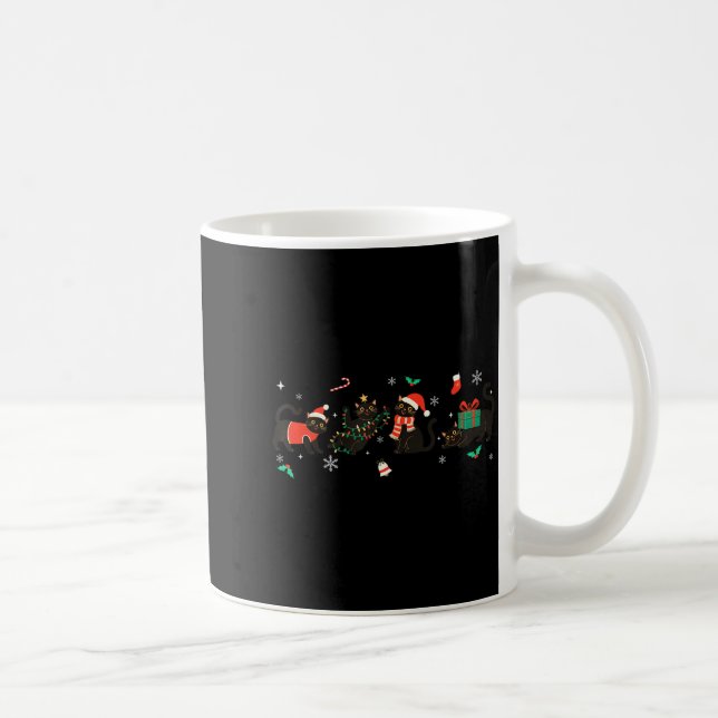 Caneca De Café Funny Christmas Cat Black Cat Xmas Light Pajama Me (Direita)