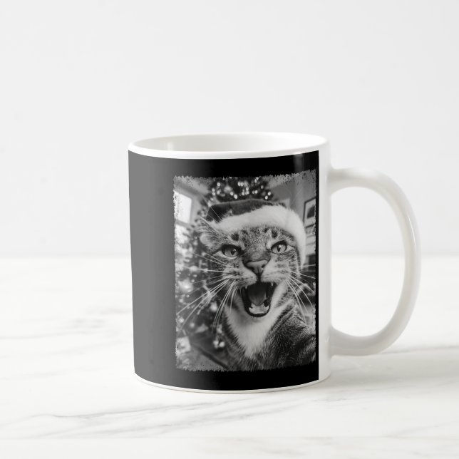 Caneca De Café Funny Christmas Cat Selfie  (Direita)