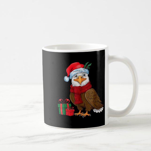 Caneca De Café Funny Christmas Eagle Patriotic Bald Eagle With Sa (Direita)