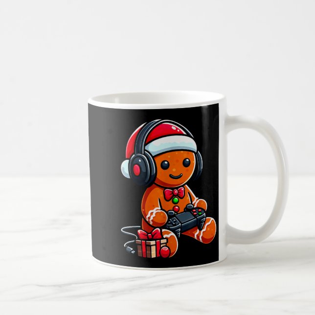 Caneca De Café Funny Christmas Gamer Gingerbread Xmas Gaming Men  (Direita)