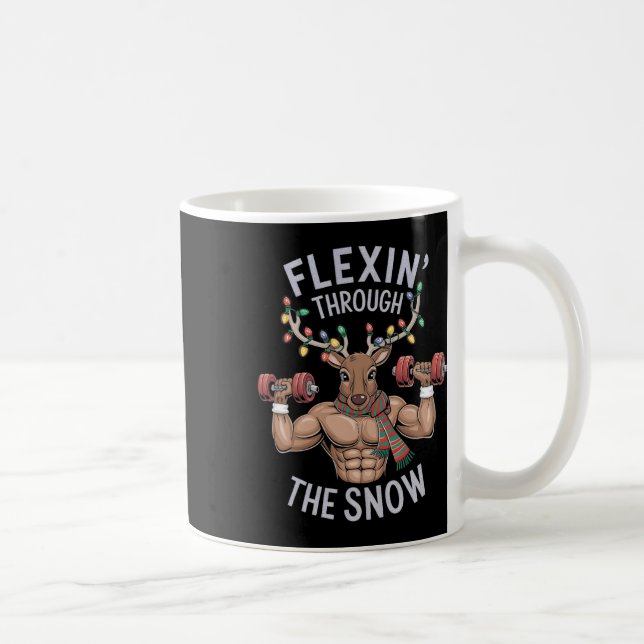 Caneca De Café Funny Christmas Gym Workout Reindeer Flexin  (Direita)