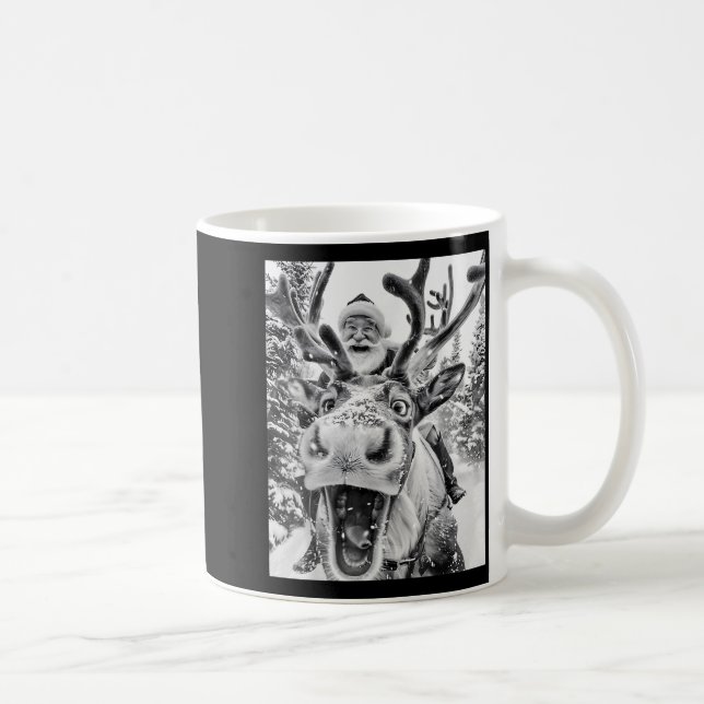 Caneca De Café Funny Christmas Reindeer Selfie Santa Claus Xmas S (Direita)