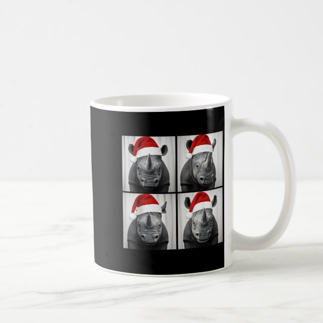 Caneca De Café Funny Christmas Rhinoceros Santa Photo Booth Safar (Direita)